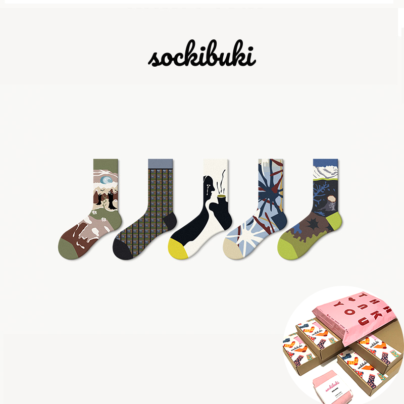 Mystery Painting Art Socks 5 Pairs Box