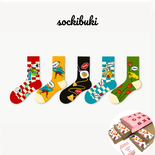 Cartoon Life Socks 5 Pairs Box