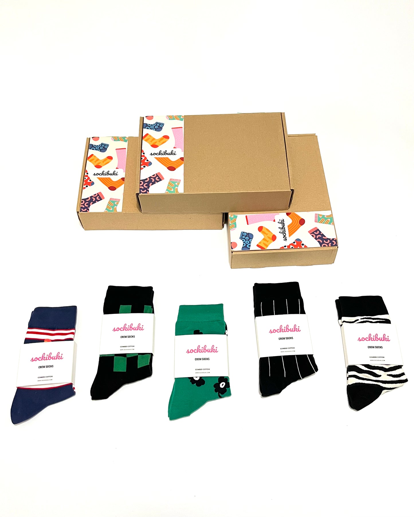 Black Flower Socks 5 Pairs Box