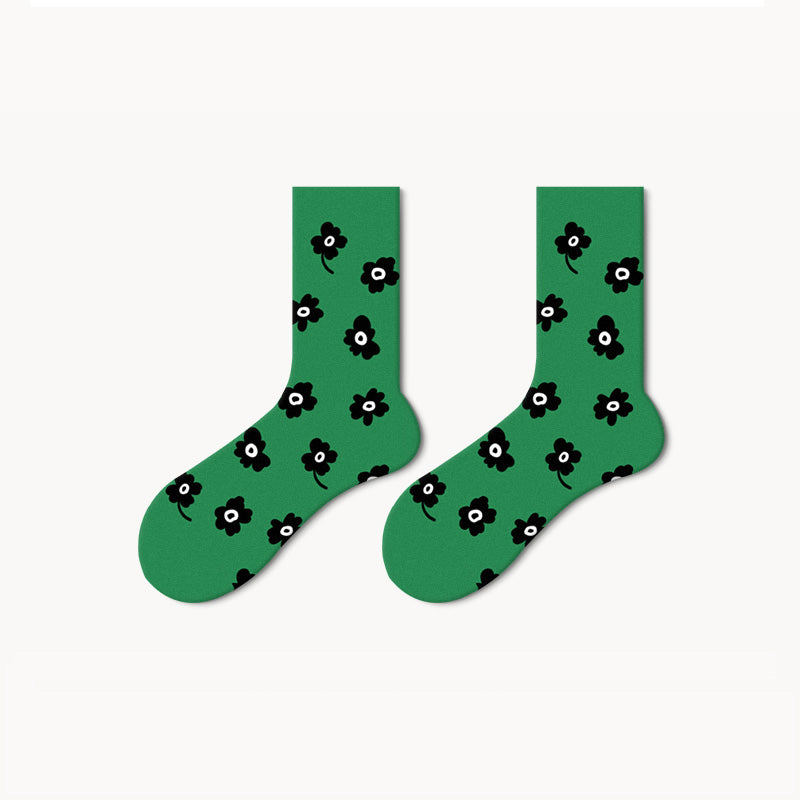 Black Flower Socks 5 Pairs Box