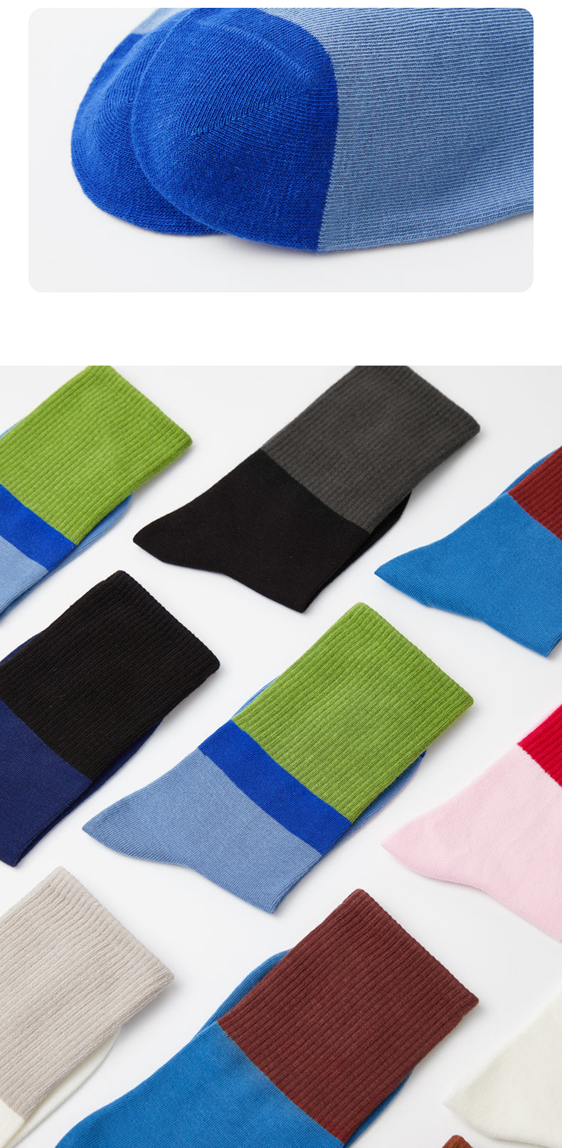 Color Block Crew Socks 7 Pairs Box