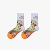 Plants Painting Socks 5 Pairs Box